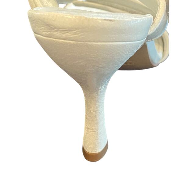 Gia x Pernille Teisbaek Leather Heels Sandals Square Toe Italy White Sz 6.5 36.5 - Picture 10 of 12